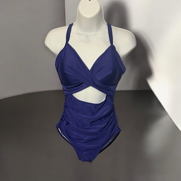 Eomenie Women’s Metallic Cut-Out One-Piece Swimsuit – Size S (New with Tags) - Picture 1 of 5